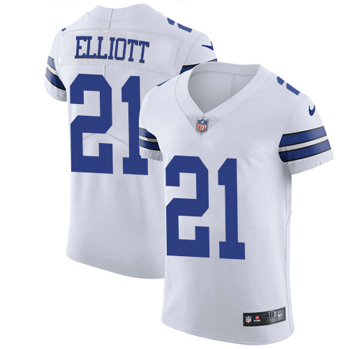 Nike Cowboys #21 Ezekiel Elliott White Men's Stitched NFL Vapor Untouchable Elite Jersey - Click Image to Close